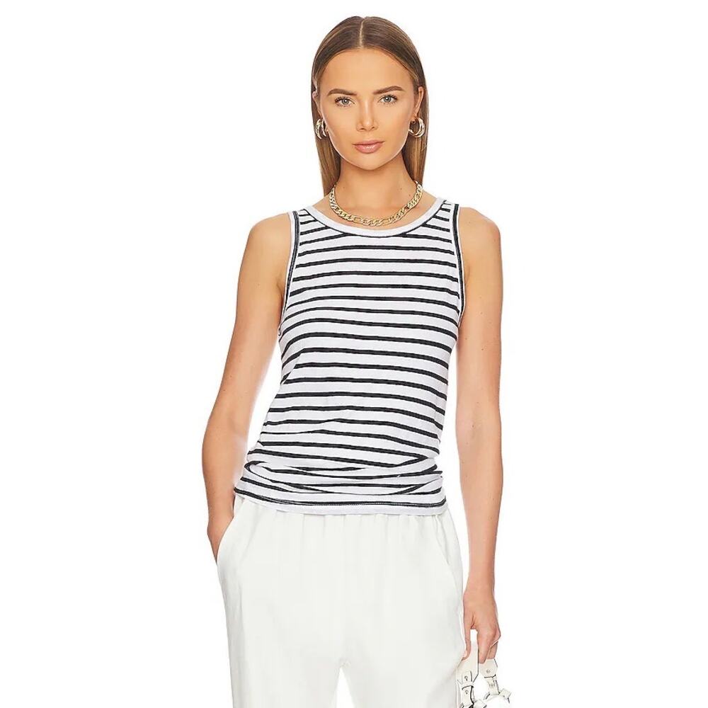 ENZA COSTA Easy Tank Womens Small White Black Cotton Cashmere Sleeveless NEW - Picture 13 of 13